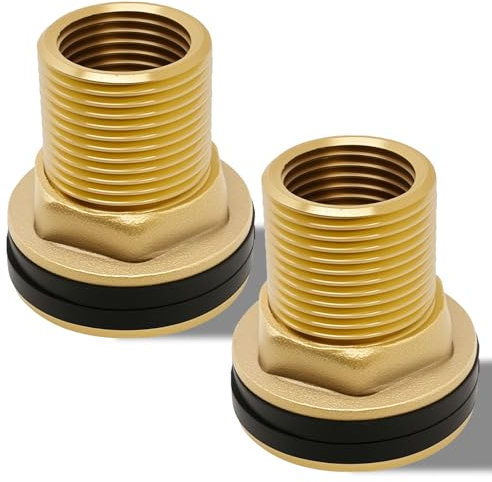 2 Pièces Raccord Citerne Eau de Pluie, Laiton Eau Réservoir Connecteur,Pour Robinets, Eau Réservoir Connecteur Seaux Seaux et Réservoirs d'Eau (Extérieur 3/4 Intérieur 1/2)