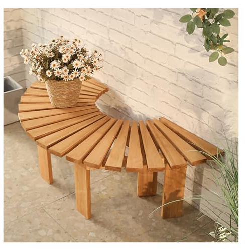 BZJPRFC Banco De Árbol For Exteriores, Silla Curva Decorativa, Soporte For Flores For Jardín, Balcón, con Empalme De Madera A Rayas Resistente A La Intemperie(Color2)