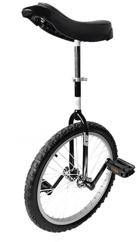 Green Slide Unicycle, 20 inches, Nova range, black, beginners (round fork), lightweight aluminium rim, ergonomic saddle with handles