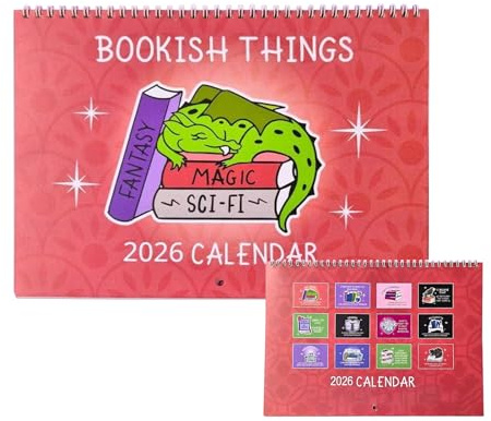 Kalender 2026 Vägg | Rolig fantasy och sci-Fi-kalender - spiralbunden väggschemaläggning planerare jan - dec 2026 | för vardagsrum studierum bokmaskar läsare bokälskare bibliotek bibliofiler