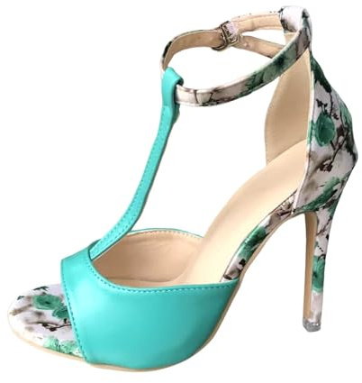 Pumps Women Ladies Strappy Sandals with Heel, Flip Flops, Open Toe Low Heels, Fashion Party and Dress Sandals with Toe Post Wedding Shoes Pumps White, Mint Green, 8 UK