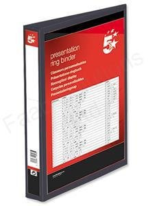 5 Star Presentation Ring Binder PVC 4 D-Ring 38mm Size A4 Black [Pack 10]