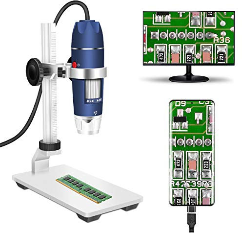 USB Digital-microscoop-Camera, Jiusion 40-1000 X Draagbaar vergrößerungs endoscopen 8 LEDs met Adapter professioneel Stand, compatibel met Mac Windows XP 7 8 10 OTG Android Linux