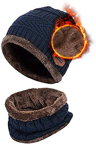 Aisprts Gorro Invierno con Bufanda, Calentar Sombreros Gorras Beanie de Punto para Hombre Mujer