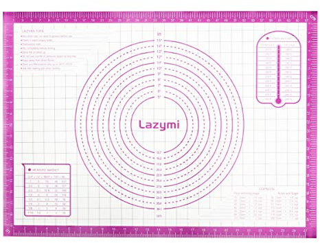 Große Antihafte Backmatte/Backunterlage Silikon Rutschfeste Teigmatte Ausrollmatte Silikonmatte Backfolie Backpapier Arbeitsmatte mit Messung 71x51cm für Fondant Pizza Brot Matte, BPA Frei (Lila)