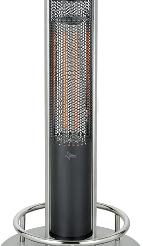 SUNTEC Stehtisch-Heizstrahler Heat Patio 1600 glass table 110 cm [Ideal für Outdoor-Bereiche, Infrarotwärmestrahlung mit hocheffizienten Carbonfasern, 2 Heizstufen, Fernbedienung, max. 1600 W]