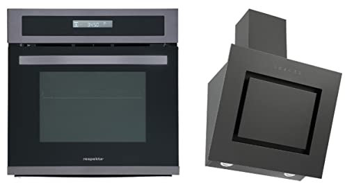 Blacksteel Kit de cuisinière encastrable avec four et hotte aspirante inclinée 60 cm Respekta