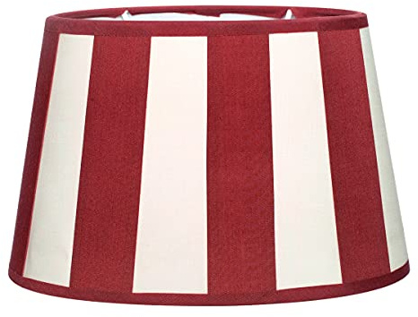 Brillibrum Paralume per lampada da tavolo, modello a strisce, attacco E27, potenza massima 40 Watt, paralume con motivo a strisce (rosso/crema)