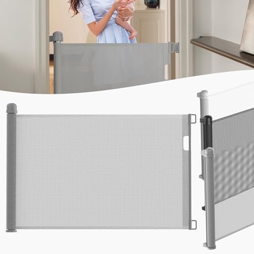 LZQ Dörrgaller, dörrskydd, för baby, husdjur, 0–150 cm, höjd 87 cm, lämplig för inomhus- och utomhusbruk, grå