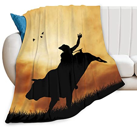 Rodeo Western Cowboy Soft Throw Blanket All Season Microplush Thick Warm Blankets Tufted Fuzzy Flannel Throws Blanket for Bed Sofa Couch 50x40