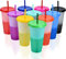 PALUDO 10 Stück Wiederverwendbare Plastikbecher mit Deckel und Strohhalmen, 710ml Farbwechsel Becher, Farbewechselnde Partybecher, Mehrweg Travel Mug Tumbler, Trinkbecher für Kinder Erwachsene
