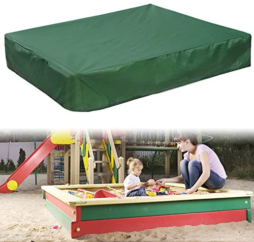 Forhome Copertura per sabbiera, Copertura impermeabile verde per sabbiera, 150 x 150cm, telone quadrato, impermeabile con coulisse, tessuto Oxford, copertura antipolvere per sabbiera piscina giardino