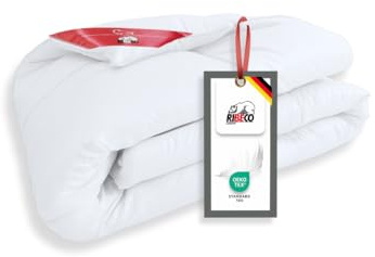 RIBECO GERMANY Daunenbettdecke Johanna 135x200 cm –kuschelige Daunendecke, Bettdecke mit Kasettensteppung, allergikerfreundlich, Made in Germany, Wärmeklasse: warm