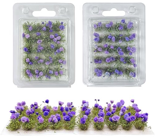 Woohome Artificial Miniatura Flor Racimo Flor Vegetación Grupos Diorama Diseño Paisaje Modelo Construcción Arena Mesa Decoración (Tulipanes, Morado)