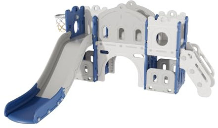 Bébé Toboggan et balançoire Ensemble Auto Portante Toboggan Tout Petit grimpeur balançoire Ensemble bébé Aire de Jeux Ensemble intérieur Ministre des Affaires étrangères Toboggan (Aisle-Blue White)