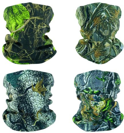 SMEHCF 4 Mehrzweck Bandanas für Damen Herren Stirnband Sturmhaube Haar Kopftuch Gesicht Halbmaske Halsmanschetten atmungsaktiv wiederverwendbar waschbar Camo Forest