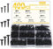 Caianwin 400 tornillos autorroscantes de acero al carbono, 9 tamaños, M3, M3,5, M4, tornillos autorroscantes con cabeza avellanada, surtido