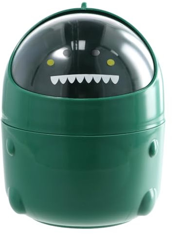 Shengxi Mini Cestino da Scrivania Cestino per Rifiuti Portatile Cestino per Rifiuti in Stile Cartone Animato Piccola Pattumiera da Tavolo per Ufficio Bagno Cucina Salotto (Verde)