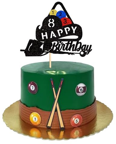 Blumomon 1 Stück Billard Sport Kuchen Dekoration Billard Cake Topper Billard Themed Party Dekoration Passend Urlaubsparteien Sport Prominente Periphere Aktivitäten