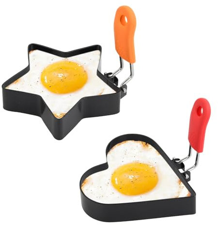 Litinliv 2 Piezas Aro De Huevo, Huevo Frito Plancha Moldes, Acero Inoxidable Aro para Huevos, Hornear Huevos Fritos con Mango Anti-Calor Anillos para Hamburguesa, Tortitas, SáNdwich