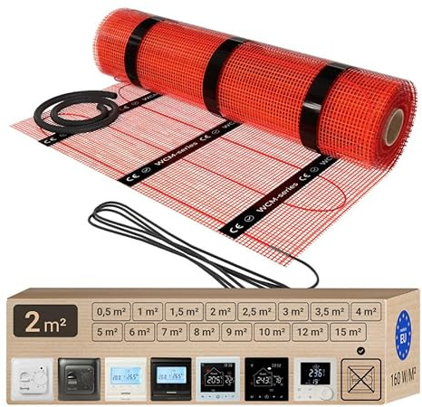 WARMCOIN® Elektrische Fußbodenheizung [160W/m²] - Bodenheizung Elektrisch geeignet für Laminat, Fliesen & mehr - Elektro Fussbodenheizung - Elektrische Heizmatte Fußboden (0.5m x 4m= 2,0m²)