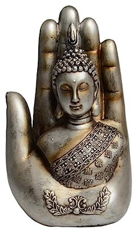 IMIKEYA Decorazione della Figura di Buddha statuetta statuetta di Buddha Spirituale Home Decorazione Ornamento di Figura di Buddha Decorazione Soggiorno Argento
