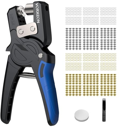 VORXEON Eyelet Punch Kit with 300pcs 10mm Grommets Ratcheting Pliers Grommet Kit with Leather Hole Punch Suitable for Leather,Advertising Banners, tarpaulins, Tents,Fabric