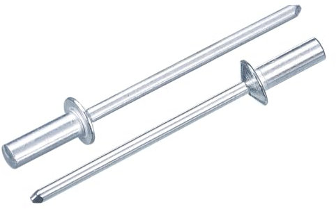 sourcing map 100Pcs 1/8x3/8 Round Head Closed End Blind Rivets, Zinc-Plated Carbon Steel Grip and Mandrel Cap Blind Rivets, Silver