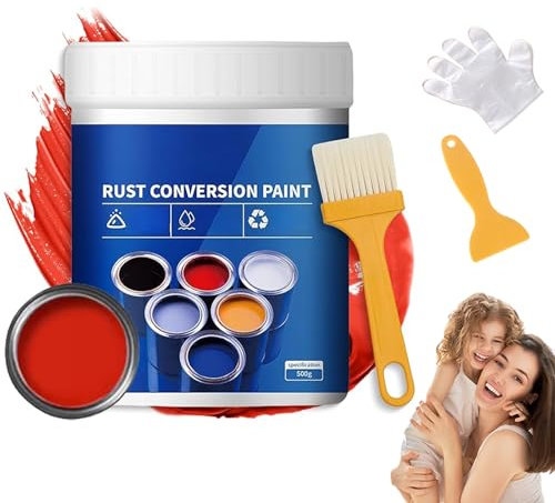 Genérico Pintura para metal que convierte el óxido 500G, Resistente a la intemperie, 4 en 1 a base de agua, Prevención y protección duraderas (Red)