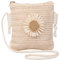 Moorle Strohtasche Damen, Stroh Umhängetasche mit Blume, Strohtaschen Damen Boho Stil, Stroh Handtasche Crossbody Tasche für Sommer Urlaub Strand Reisen Beige