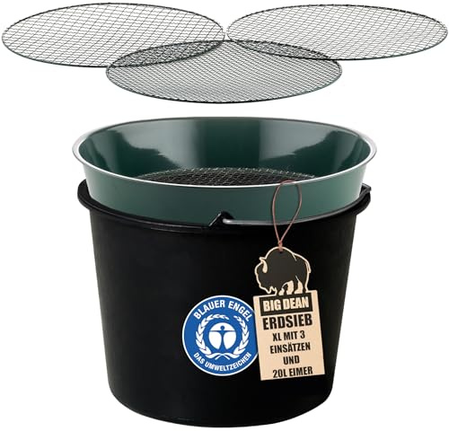 Gartensieb aus Metall mit 3 Maschenweiten 6,4 mm/9,5 mm/12,7 mm - Erdsieb rund Sandsieb Ø 37 cm Höhe 8 cm - Garten Sieb Steinsieb Kompostsieb (1 Stück Bundle)