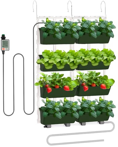 CEIEVER Hängende Vertikale Wand Pflanze, Vertikale Pflanzenwand Balkonbar Pflanzenwand Indoor mit Smart-Timer und Wasserpumpe Blumentopf Wand für Hof Garten Balkon Home Decoration