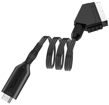 UKCOCO Convertidor De Scart a Vídeo y Audio 1080p Adaptador Directo Para Usuarios Domésticos Diseño Compacto Plug and Play Cable 1 Metro Negro Compatible Tv Vcr