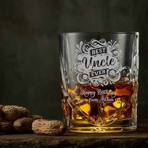 Customised Bespoke Personalised Crystal Cut Whisky Glass Gift For Uncle