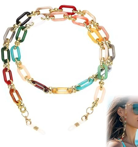 YEVON Acrylic Glasses Chain for Women – Lightweight Chain for Glasses with Adjustable Loops – Glasses Strap for Sunglasses and Eyeglasses – Eyeglass Chain Necklace for Daily Wear