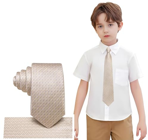 Hi-Tie Self-Tied Boys Tie Set 8-10 Silk Kids Ties for Boy 8-11 Years Youth Necktie and Pocket Square for Wedding