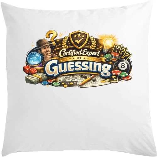 Certifierad expert på gissningsspel vit kudde 40 x 40 cm med fyllmedel vit