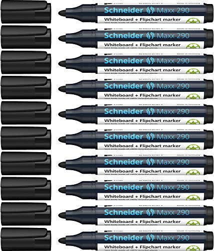 Schneider Maxx 290 Marker (Für Whiteboards und Flipcharts, Strichstärke: 2-3 mm) 10er Packung schwarz