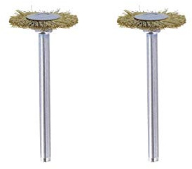 Dremel Brass Brush in 2-Pack Accessory Set (535) - 2 Rotary Tool Accessories for Cleaning Metals and Removing Rust, Working Diameter 19 mm, Gray