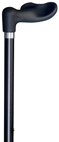 Gehstock Gehhilfe Fischer-Stock höhenverstellbar mit Softgriff, schwarz, Linkshänder