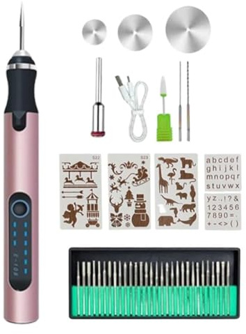 Hreyywo Bolígrafo de Grabado, Bolígrafo de Grabado para Metal, Madera, Vidrio y Plástico, Kit de Bolígrafo de Grabado Profesional, Herramienta de Grabado Rosa