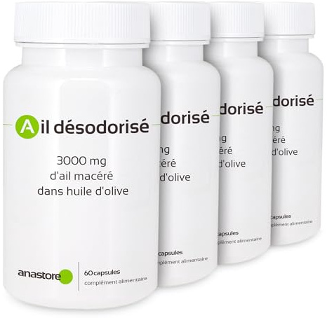 AIL DÉSODORISÉ * PACK 3+1 GRATUIT * 240 capsules * Extrait concentré 100:1 d'ail désodorisé (correspondant à 3 g d’ail frais) * Cardiovasculaire, Immunitaire