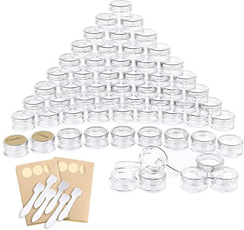 60 Stück Döschen, PAMIYO 5ml Leerdose klarer Tiegel, Cremedose Leer Transparent Tiegel mit Schraubverschluss Reise Töpfchen Döschen Set Kosmetikdosen