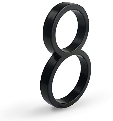 HASWARE Floating House Number Sign: 5 inch Modern Door Signage - Striking for Street Home Address Numerals (8, Black)