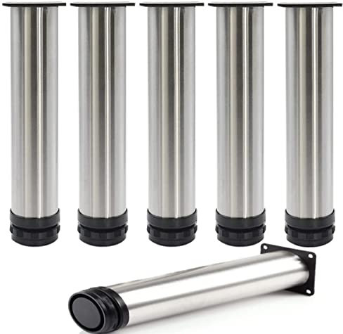 LATERN 6 STK Verstellbare Möbelbeine, 18cm Edelstahl-Möbelfüße für Küchenschrank, Schlafsofas, Schrank, Arbeitsplatte, Frühstücksbar, Schreibtisch, Tisch – 5cm Durchmesser