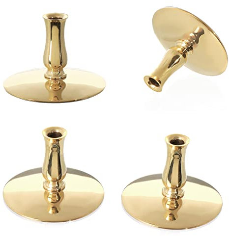 NKlaus 4X Kerzenhalter Messing Gold Kerzenständer Dünne Altarkerzen Ritualkerzen Bienenwachskerzen bis Ø6,7mm Leuchter Hochzeit 6731