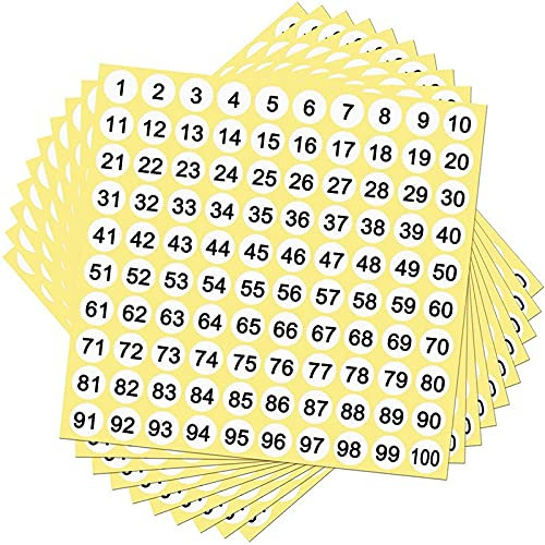 100 ark nummeretiketter klistermärken 1–100 nummer runda klistermärken 0,4 små självhäftande nummeretiketter för BüRo