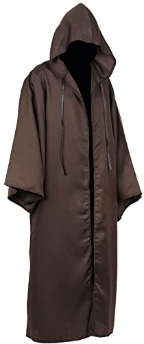 nezababy Mantello da Jedi Mantello Medievale con Cappuccio Costumi Cavaliere Adulto Mantello Lungo Tunica Gotica Strega Vampiro Carnevale Natale Halloween Cosplay Prop