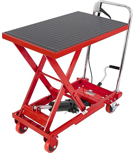 VEVOR Scherenhubtisch hydraulisch 230 kg Tragfähigkeit Hubtischwagen 220–720 mm Hubbereich Hubtisch Werkstatt 700 x 450 mm Plattform Scherenhubwagen Einzelschere Rot Fabriken Lagerhäuser Supermärk