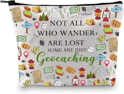 PXTIDY Geocaching Gift for Geocacher Gift Not All Who Wander are Lost Some are Just Geocaching Makeup Bag Outdoor Lover Gift